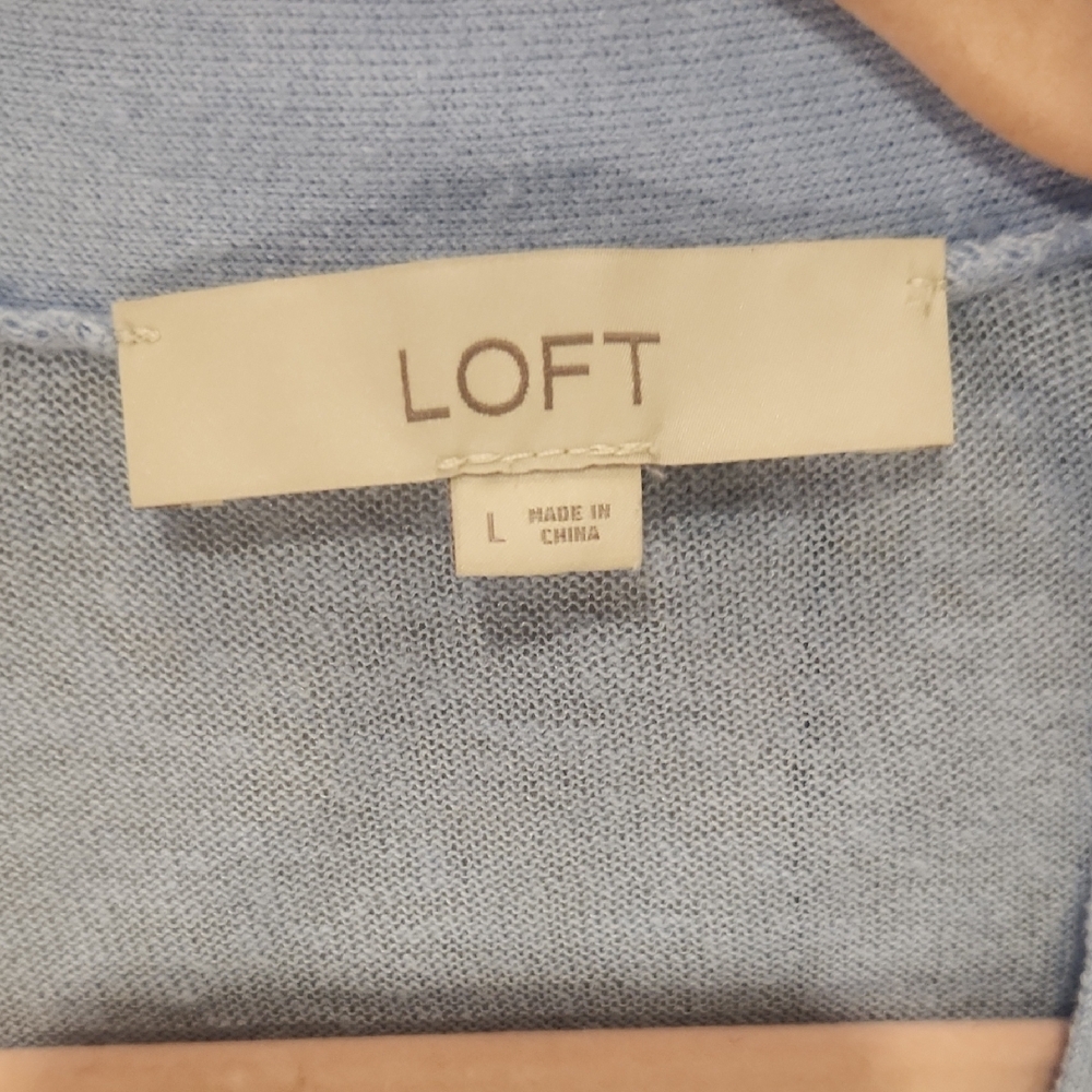 LOFT Light Blue V-Neck Button Cardigan - Picture 2 of 7